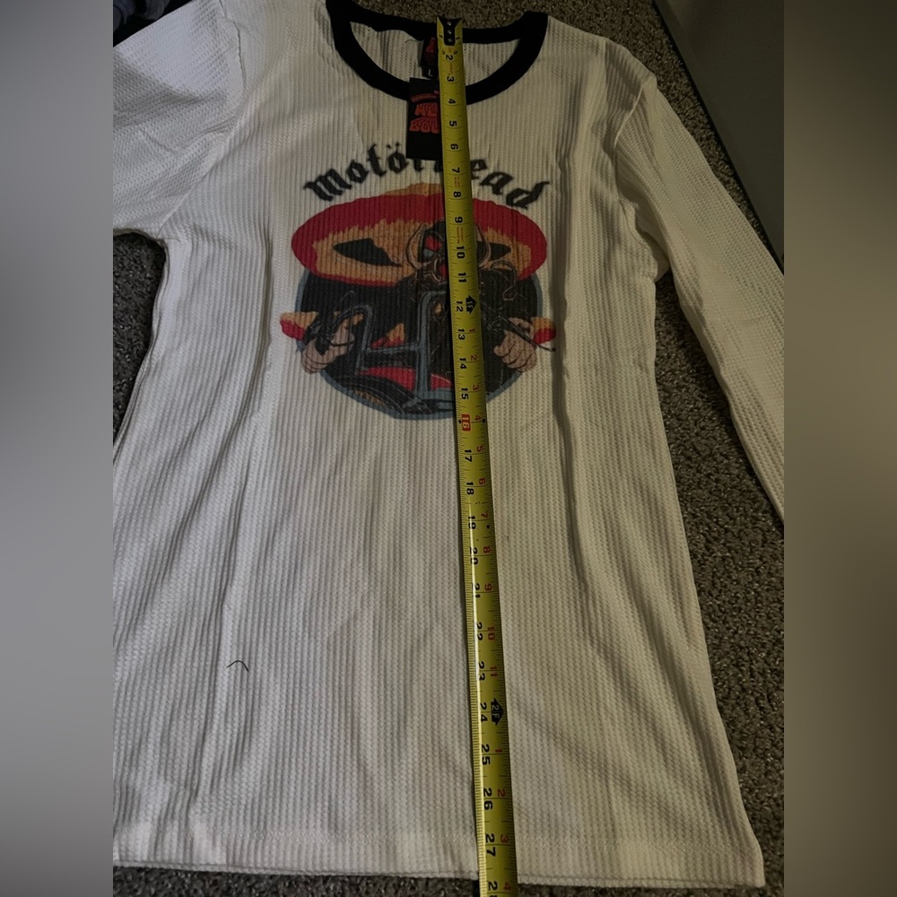 NEW & RARE Motörhead thermal long sleeve off white with black trim NWT women’s L - Picture 3 of 12